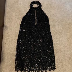 Bardot navy sequin dress